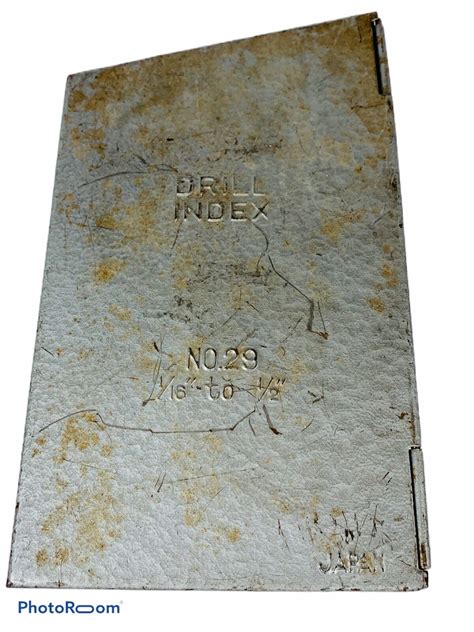 Vintage Drill Index Metal Box NO. 29 • Fits 1/16 to 1/2” • Japan • 